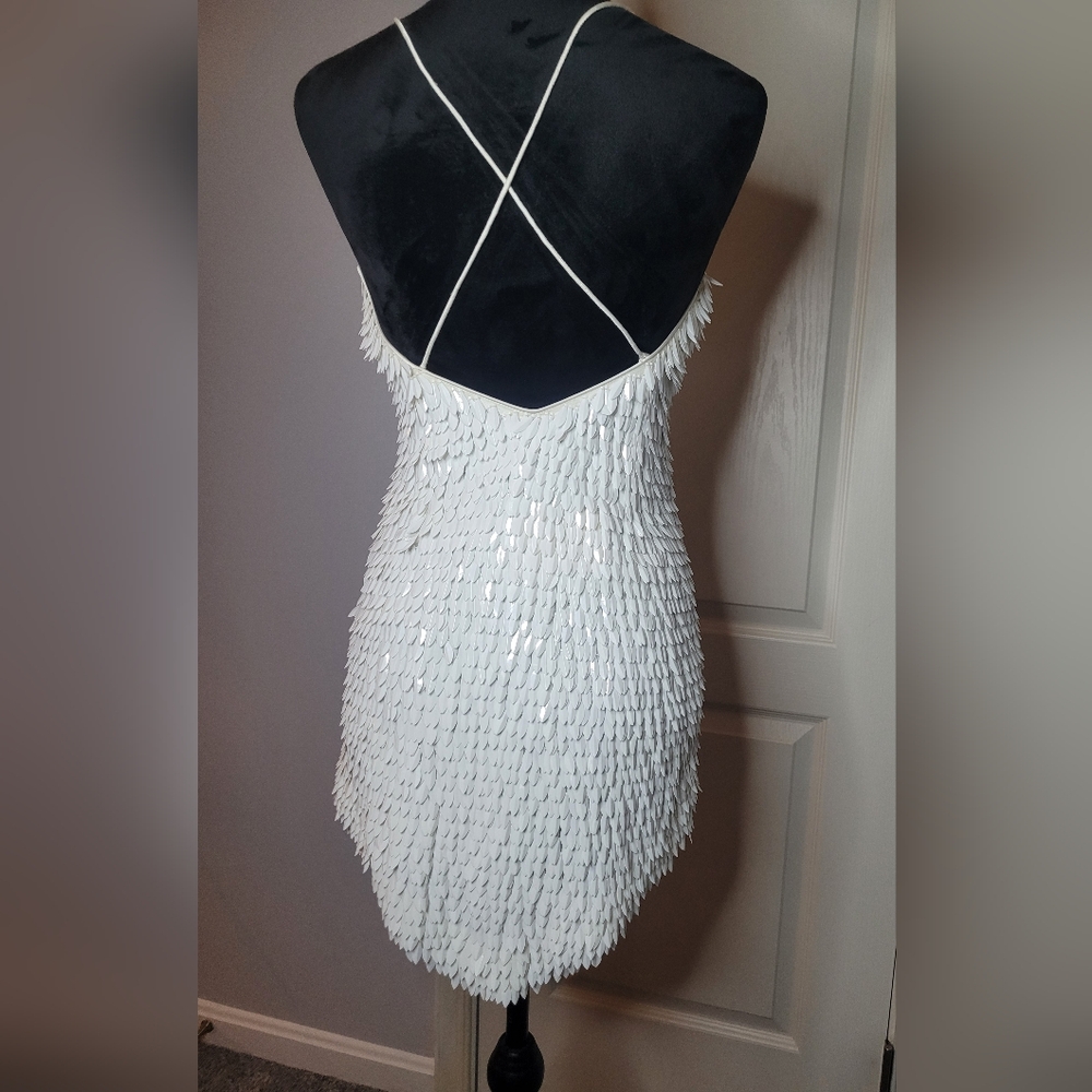 RETROFETE Sirena Feather Sequin Dress. Sz M - Picture 9 of 15